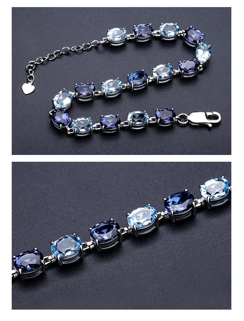 Blue Topaz Mystic Quartz Sterling Silver Bracelet - Creating Chic Boutique