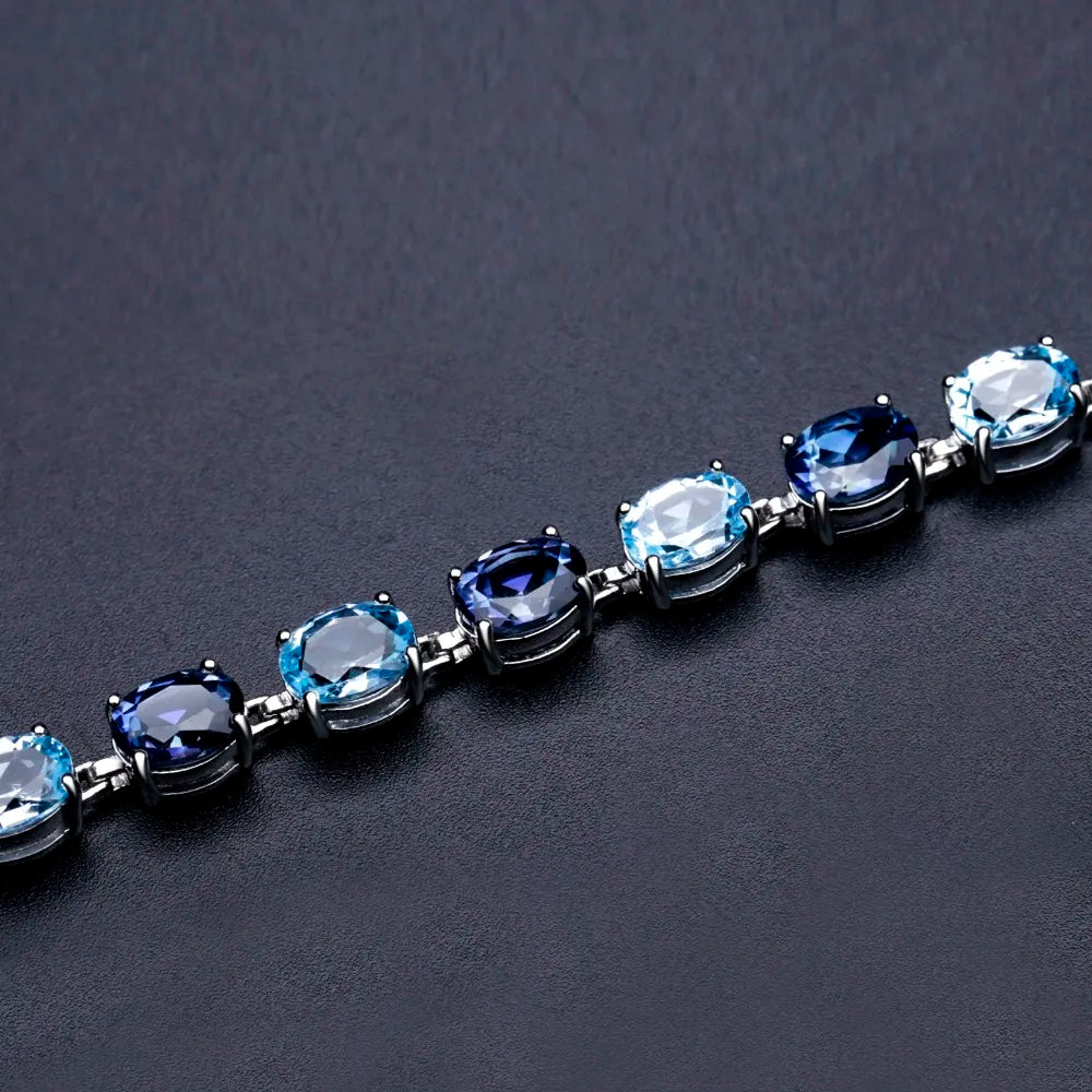 Blue Topaz Mystic Quartz Sterling Silver Bracelet - Creating Chic Boutique