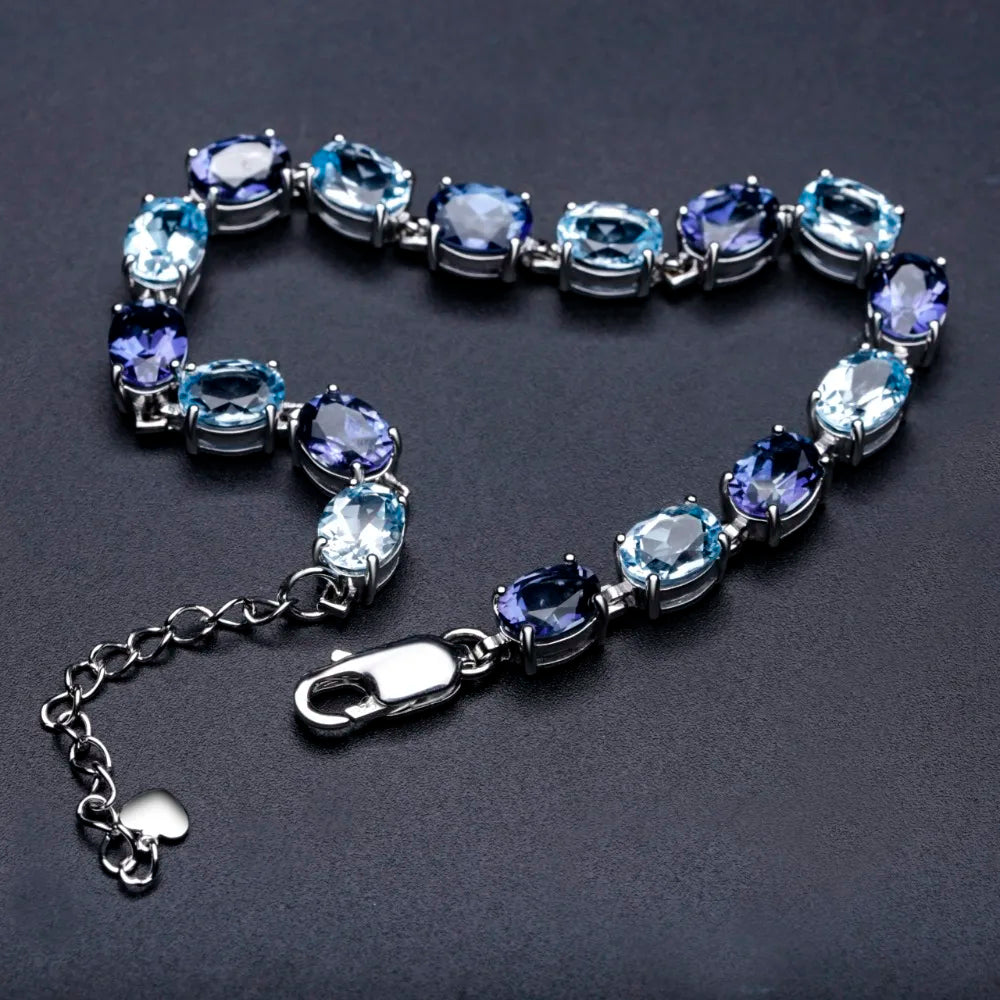 Blue Topaz Mystic Quartz Sterling Silver Bracelet - Creating Chic Boutique