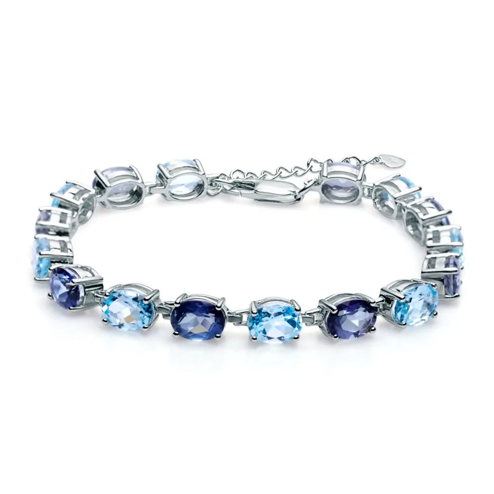 Blue Topaz Mystic Quartz Sterling Silver Bracelet - Creating Chic Boutique