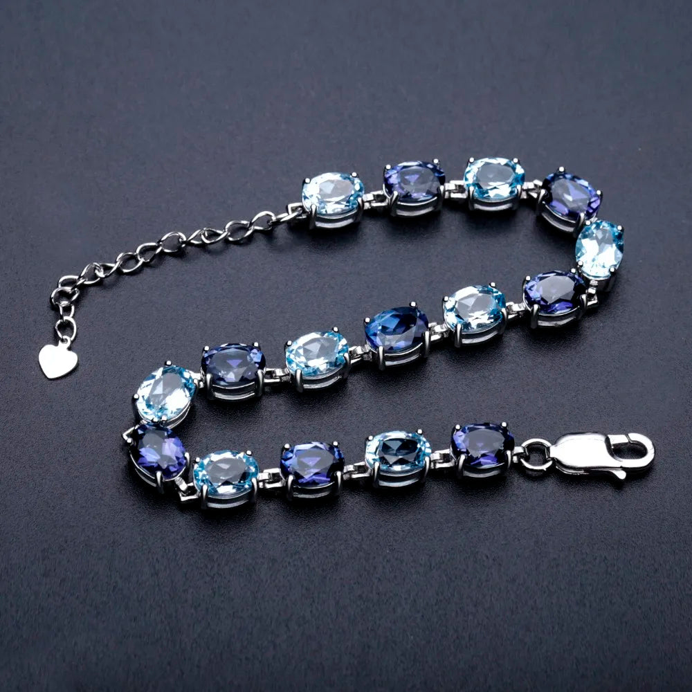 Blue Topaz Mystic Quartz Sterling Silver Bracelet - Creating Chic Boutique