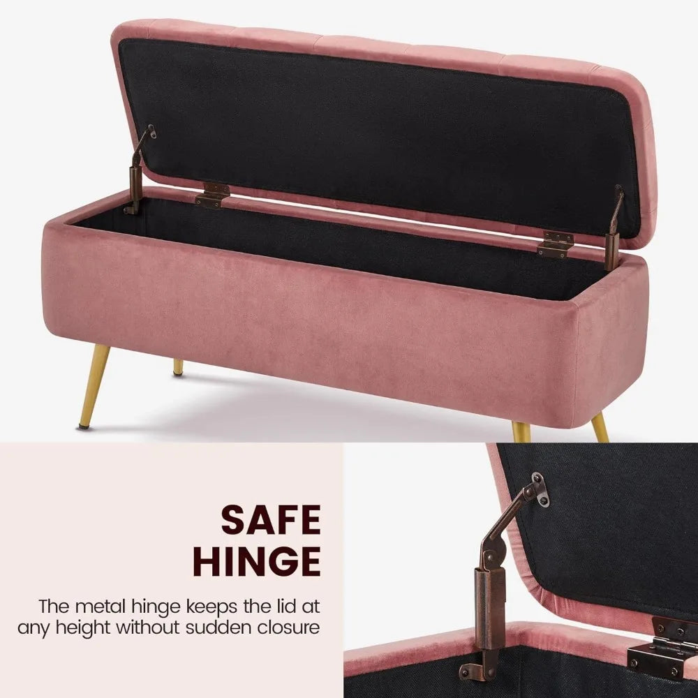 Elegant Pink Ottoman Storage Bench - Creating Chic Boutique