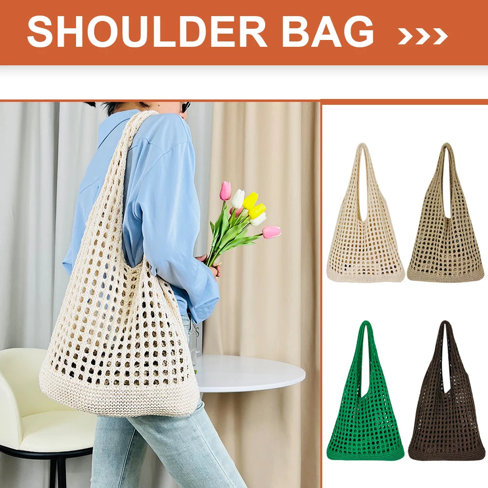 New Hollow Out Shoulder Cotton Rope Bags - Creating Chic Boutique