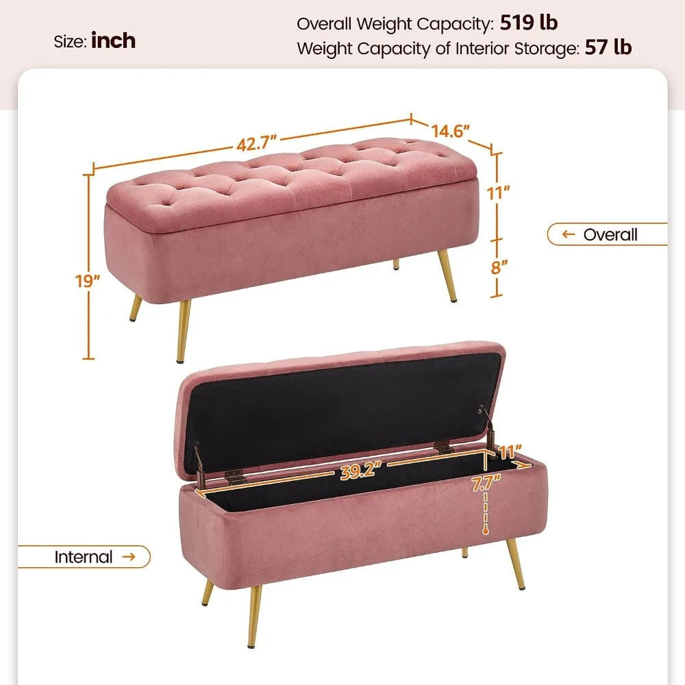 Elegant Pink Ottoman Storage Bench - Creating Chic Boutique