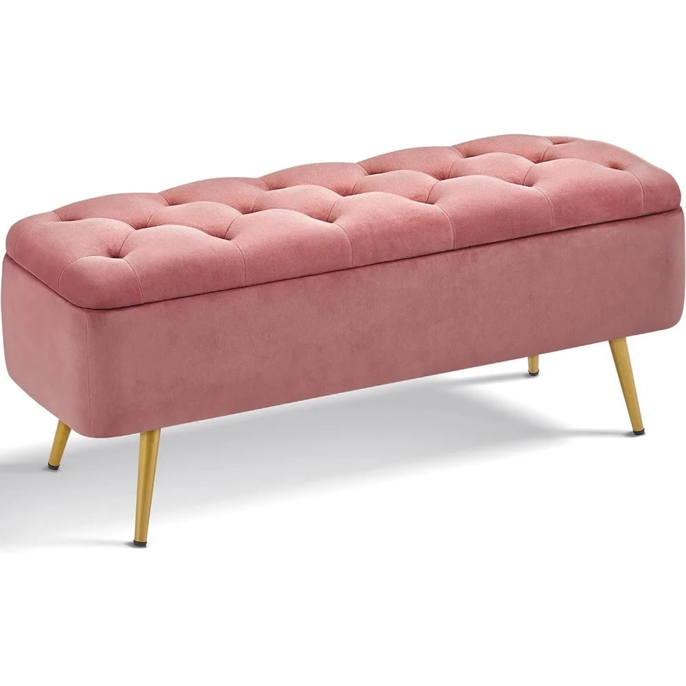 Elegant Pink Ottoman Storage Bench - Creating Chic Boutique