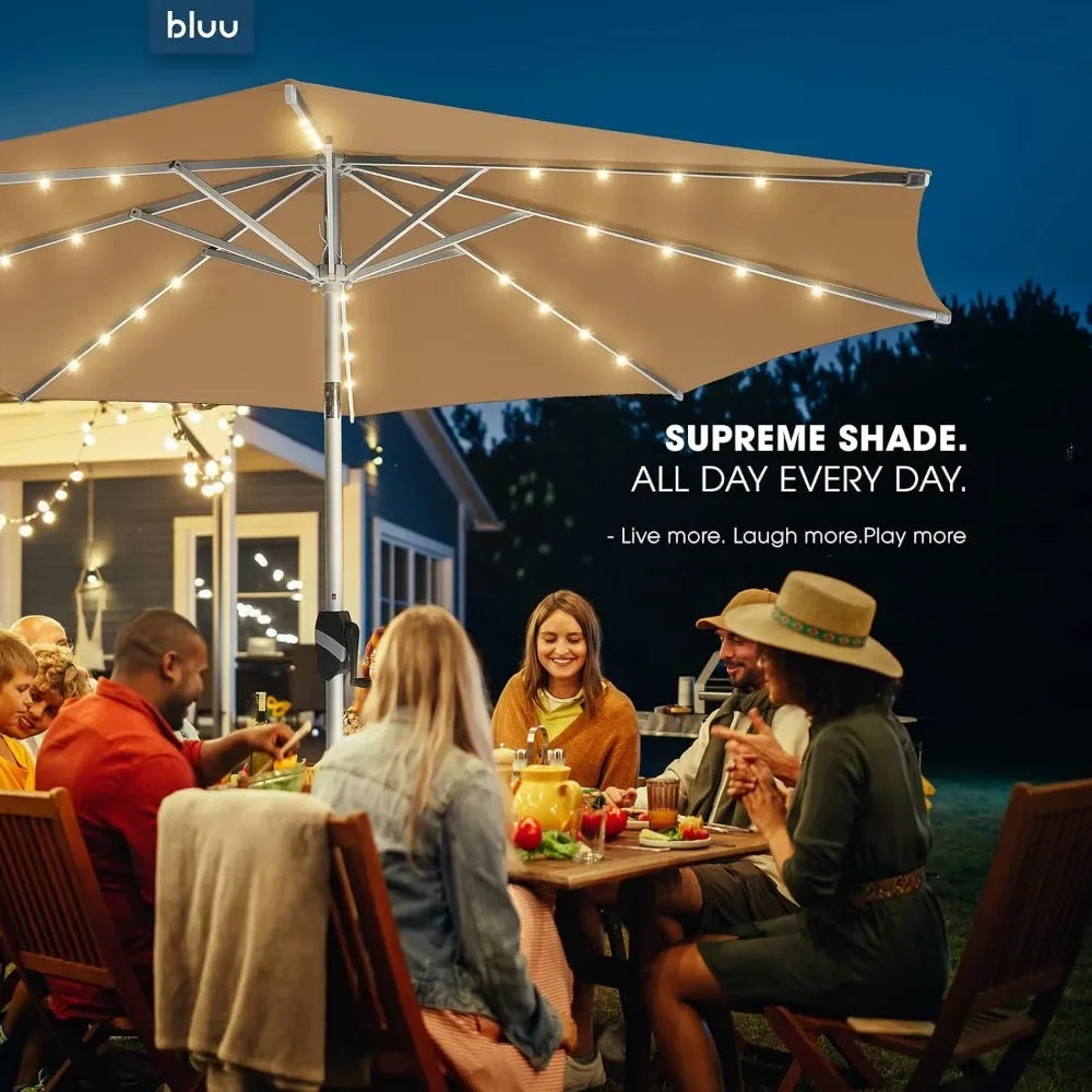 10 Ft Patio Umbrella With Solar LED Lights - Creating Chic Boutique