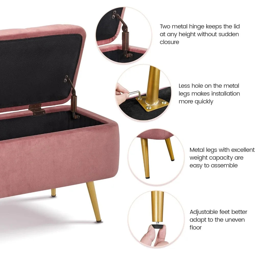 Elegant Pink Ottoman Storage Bench - Creating Chic Boutique