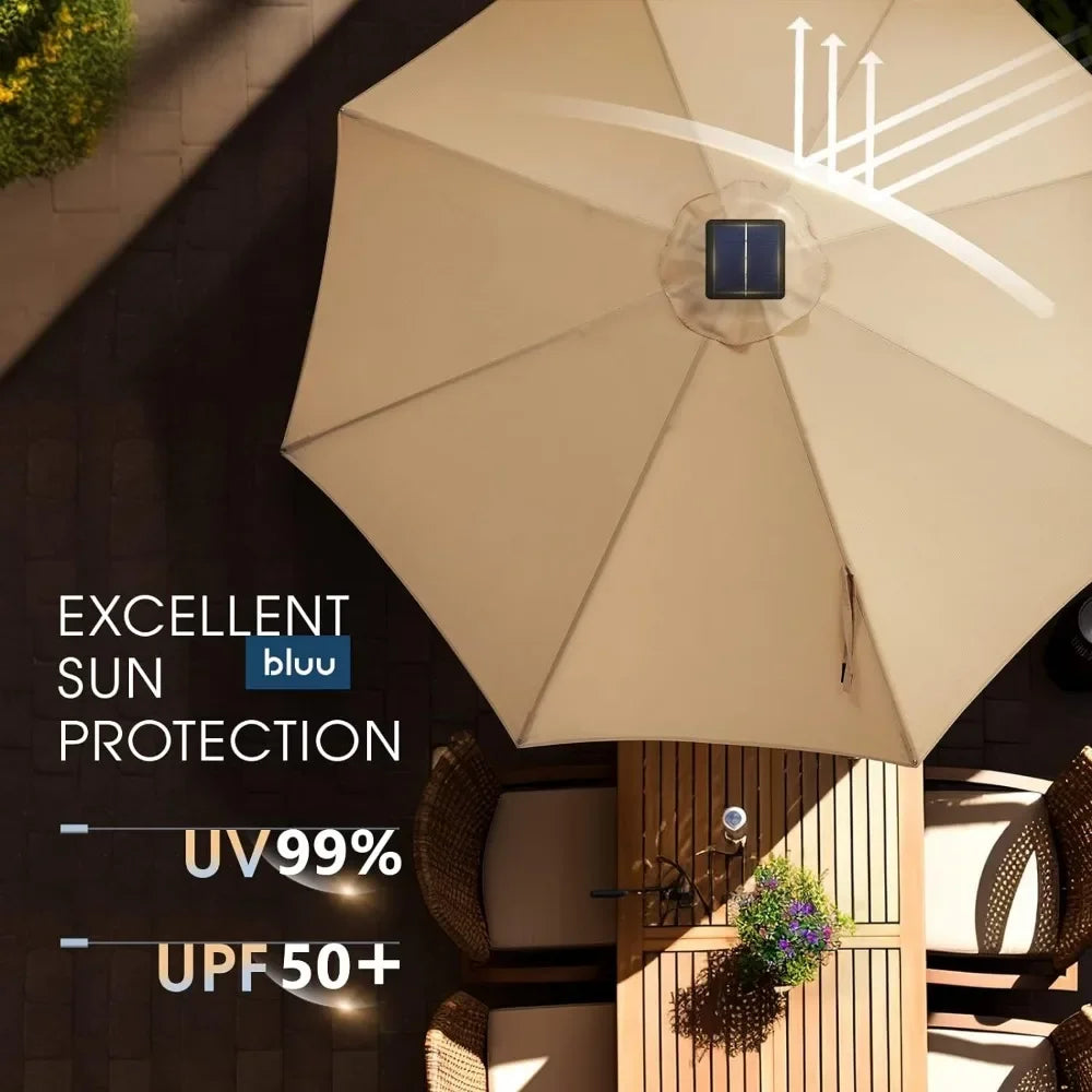 10 Ft Patio Umbrella With Solar LED Lights - Creating Chic Boutique