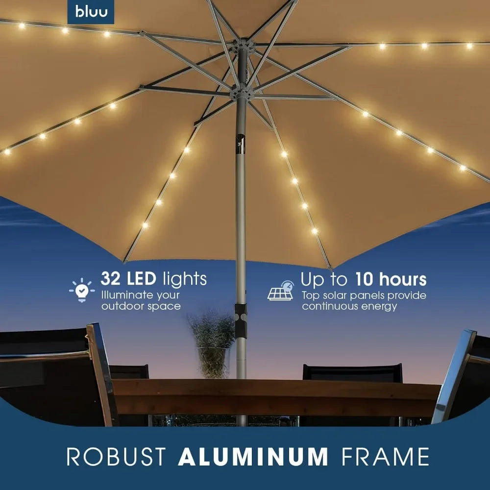 10 Ft Patio Umbrella With Solar LED Lights - Creating Chic Boutique