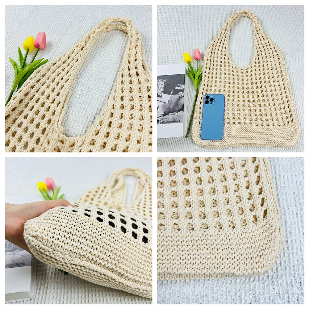 New Hollow Out Shoulder Cotton Rope Bags - Creating Chic Boutique